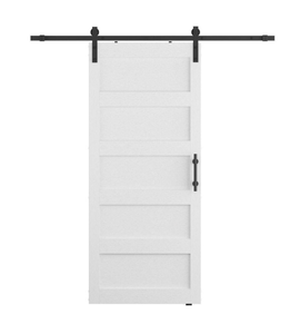 lot 8 image: SOCBAZZAR White Sliding Barn Door with Black Hardware Track System - Retail $350