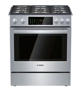 lot 20 image: Bosch 30-Inch Slide-In Gas Range with Convection Oven - Retail $3,300