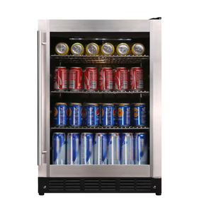 lot 22 image: Stainless Steel Beverage Cooler Refrigerator with Glass Door - Retail $550