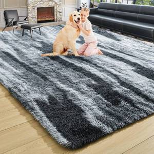 lot 5004 image: 4x6 Grey Area Rug for Bedroom Living Room Dining Room, Fluffy Shag Soft Plush Furry Carpet, Non-Slip Indoor Floor Mat for Kids Home Decor