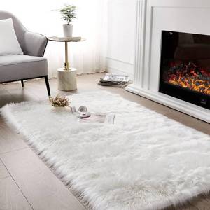 lot 5005 image: SERISSA Soft Fluffy Area Rug, White Faux Sheepskin Fur Rug, Shaggy Rug for Bedroom Floor Fuzzy Carpet for Living Room 4x6 Feet