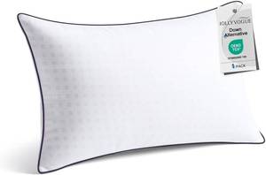 lot 5008 image: JOLLYVOGUE Queen Size Bed Pillow 1 Pack, Single Pillow for Sleeping, Breathable and Supportive with Down Alternative Fill, Hotel Collection Pillow for Side, Back, and Stomach Sleepers