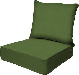 lot 5015 image: Honeycomb Outdoor Heritage Deep Seat, 24 x 23, Textured Solid Artichoke Green Chair Cushion with Removable Cover, for Patio Furniture. Retail $140