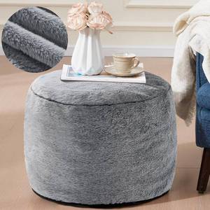 lot 5020 image: WSOFRLAC Round Pouf Ottoman,Small Poofy Ottoman,Foot Stools Ottomans,Foot Rest for Couch,Furry and Fluffy Poufs for LivingRoom,Hassocks and Ottomans Soft for Chair,Memory Foam Filling-Dark Grey 20x15