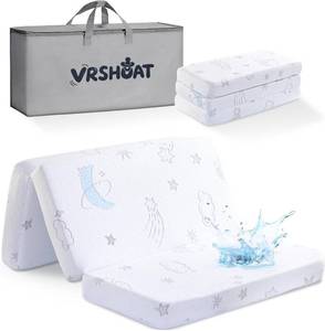 lot 5027 image: Trifold Pack and Play Mattress 38x26, Double-Layer Pack N Play Mattresses for Baby Toddler with Waterproof Washable Breathable Cover, Portable Mini Crib Mattress for Playpen