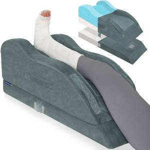 lot 5031 image: KingPavonini Adjustable Leg Elevation Pillows for After Surgery, Ergonomic Curve Keeps Knee Straight, Memory Foam Leg Pillow Elevation for Blood Circulation, Swelling and Pain Relief (Single Leg)