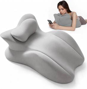 lot 5033 image: cjc Memory Foam Wedge Pillow Ergonomic Bed Wedge Pillow for Sleeping,Acid Reflux,GERD Relief,Surgery Recovery,Reading Pillow for Back Pain with Neck Support and Removable Cover(Gray)