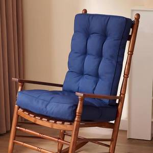 lot 5039 image: Rocking Chair Cushion, Waterproof and Fade-Resistant Patio Chair Cushions, Tufted Chair Pads for Rocker Furniture, 17x17 Inch, IndoorOutdoor Seat Cushions with Ties, Navy Blue