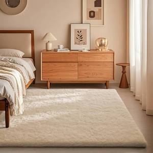 lot 5044 image: Ophanie Area Rugs for Bedroom, Christmas Upgrade Non-Slip Ivory Fluffy Soft Shag Living Room Carpet, Indoor Floor 4x6 Fuzzy Shaggy Plush Nursery Rug for Kids Home Dorm Decor Aesthetic