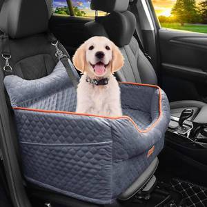 lot 5045 image: Dog Car Seat - Memory Foam Dog Booster Seat for Small Dogs Up to 25lbs-Elevated Pet Car Seat with Storage Pockets and Dog Seat Belt-Soft Pet Travel Bed for Front & Back Seats-Removable Washable-Grey
