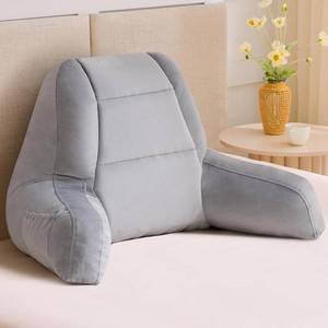 lot 5052 image: IASEAHK Reading Pillows for Sitting in Bed Adult, Back Pillow for Bed Sitting Up, Backrest Pillows with Shredded Foam for Adult&Teens, Support Pillow with Arms for Beds, Couch, Floor, 24in, Grey