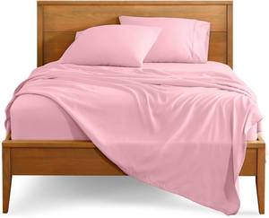 lot 5057 image: Bare Home Full Sheet Set - 1800 Ultra-Soft Microfiber Full Bed Sheets - Double Brushed - Deep Pockets - Easy Fit - 4 Piece Set - Bedding Sheets & Pillowcases (Full, Light Pink)