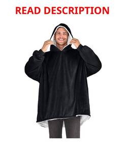lot 5059 image: Bare Homey B-Cozy Adult Sherpa Fleece Wearable Blanket - Dark Blue - ONE SIZE