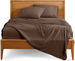 lot 5063 image: Bare Home Split King Sheet Set - 1800 Ultra-Soft Microfiber Bed Sheets - Double Brushed - Deep Pockets - Easy Fit - 5 Piece Set - Bedding Sheets & Pillowcases (Split King, Cocoa)