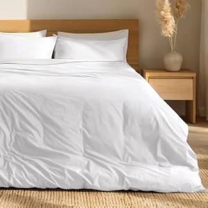 lot 5070 image: Bare Home 100% Organic Cotton Queen Duvet Cover Set - Crisp Percale Weave - Lightweight & Breathable - Cooling Duvet Cover Set (Queen, White)