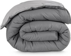 lot 5075 image: Bare Home Queen Comforter - Reversible Colors - Goose Down Alternative - Ultra-Soft - Premium 1800 Series - All Season Warmth - Bedding Comforter (Queen, GreyLight Grey)