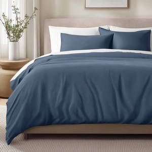 lot 5088 image: Bare Home 100% Organic Cotton Sateen Duvet Cover Set - 400 Thread Count - Smooth Sateen Weave - Warm & Luxurious - Duvet Cover (KingCal King, Bering Sea)