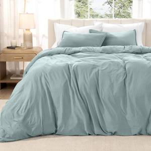lot 5094 image: Bare Home Microfiber Duvet Cover Set - Ultra Soft Washed Microfiber - Oversized Queen Size - Linen-Like Look - Easy Care - Breathable Fabric - Our Softest Duvet Cover Set (Oversized Queen, Sea Spray)