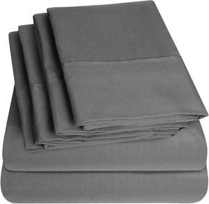 lot 5095 image: Bed Sheets Queen Size Grey - 6 Piece 1500 Supreme Collection Fine Brushed Microfiber Deep Pocket Queen Sheet Set Bedding - 2 EXTRA PILLOW CASES, GREAT VALUE - Queen, Gray