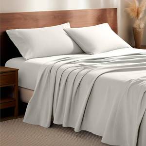 lot 5120 image: Bare Home Flannel Sheet Set 100% Cotton, Velvety Soft Heavyweight - Double Brushed Flannel - Deep Pocket (Queen, Cream)