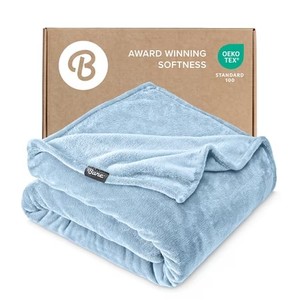 lot 5130 image: Bare Home Microplush Fleece Blanket - 300 GSM - Fuzzy Microfleece - Soft & Plush - King, Light Blue