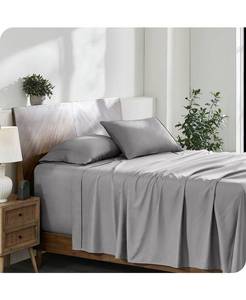 lot 5140 image: Bare Home 22 inch Ultra-Soft Double Brushed Sheet Set King - Gray - King