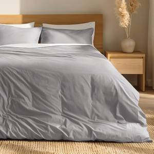 lot 5157 image: Bare Home 100% Organic Cotton Queen Duvet Cover Set - Crisp Percale Weave - Lightweight & Breathable - Cooling Duvet Cover Set (Queen, Light Grey)