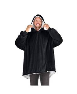 lot 5159 image: Bare Homey B-Cozy Adult Sherpa Fleece Wearable Blanket - Black - ONE SIZE