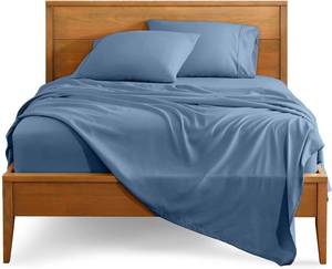 lot 5160 image: Bare Home Queen Sheet Set - 1800 Ultra-Soft Microfiber Queen Bed Sheets - Double Brushed - Deep Pockets - Easy Fit - 4 Piece Set - Bedding Sheets & Pillowcases (Queen, Coronet Blue)