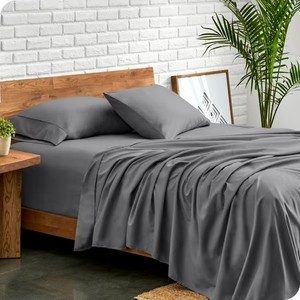lot 5164 image: Bare Home Premium 1800 Collection 4-Piece Bed Sheet Set, Queen, Gray