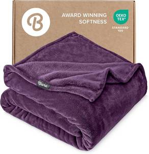 lot 5169 image: Bare Home Fleece Blanket - King Size - Ultra-Soft Lightweight for Bed, Sofa, and Couch - Luxury Microplush - Cozy Warm Blanket (King, Plum)