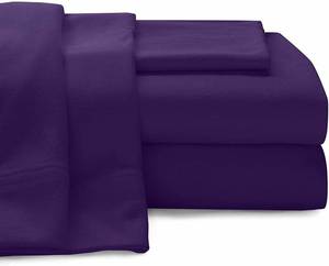 lot 5170 image: Empire Home Flannel Sheet Set - 100% Cotton - Fitted  Flat  Pillow Cases Deep Pocket (Queen, Purple)