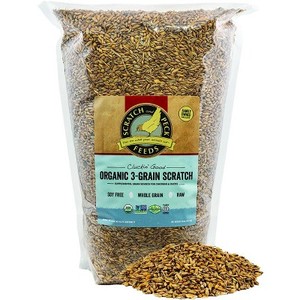 lot 7000 image: Scratch and Peck Feeds Cluckin Good Organic 3 Grain Scratch Chickens and Ducks Feed - 10 lbs BB 52025