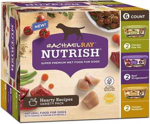 lot 7012 image: Rachael Ray Nutrish Natural Premium Wet Dog Food, Hearty Recipes Variety Pack, 8 Oz. Tub (Pack of 6) BB 72026