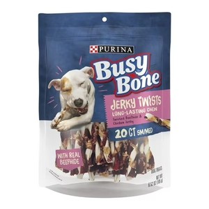 lot 7018 image: Purina Busy Bone Jerky Twists Grain Free SmallMed Breed Beefhide and Chicken Dog Jerky Treats BB MAR 2026