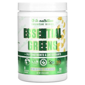 lot 7030 image: TC Nutrition, Essential Series, Essential Greens  Phytonutrients & Antioxidants, Pineapple Paradise, 9.56 Oz (271 G) BB 112024