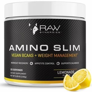 lot 7035 image: Raw Synergies Amino Slim - Active Lifestyle Supplement for Metabolic & Mindful Eating Support - Muscle & Energy Support - Sugar-Free & Vegan - Lemonade - 20 Servings BB 52021