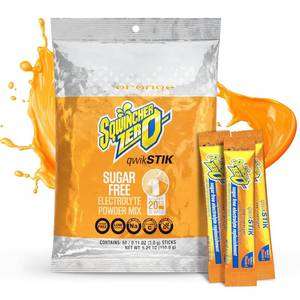 lot 7047 image: Sqwincher Zero Qwik Stik, Orange, Sugar Free, Low Calorie, Sodium Electrolyte Powder Hydration Drink Mix, .11 0z Packet (Pack of 50)