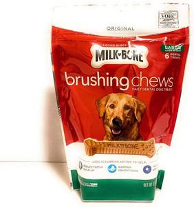 lot 7054 image: Milk-Bone Original Brushing Chews, 6 Large Daily Dental Dog Treats BB 112024
