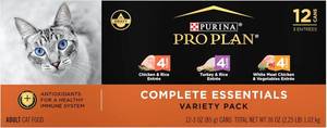lot 7090 image: Purina Pro Plan Gravy, High Protein Wet Cat Food Variety Pack, Complete Essentials Chicken and Turkey Favorites - (12 Cans Total) 3 oz. Cans BB AUG 2027