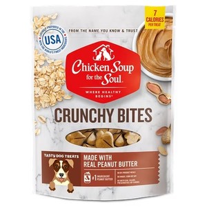 lot 7129 image: Chicken Soup Crunchy Bites Peanut Butter Biscuit Dog Treats 12oz BB 22024