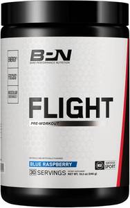 lot 7135 image: Bare Performance Nutrition BPN Flight Pre Workout, Supports Energy and Mental Focus, Improved Endurance & Muscle Pumps with CarnoSyn  Beta Alanine, Blue Raspberry, 30 Servings BB 112021