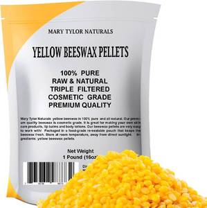 lot 7137 image: Yellow Beeswax Pellets 1lb, by Mary Tylor Naturals, Premium Quality, Cosmetic Grade, Triple Filtered Bees Wax Pastilles, for DIY Lip Balm Recipes, Body Creams, Lotions, Deodorants, Candles BB 122022