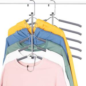 lot 7148 image: Clothes Hangers Space Saving Shirt Hangers, Znben Non Slip Coat Hangers with Padded Foam Stainless Steel 5 in 1 Closet Storage Organizer for Sweatshirt T-Shirt Hoodie Sweater 2 Pack Grey