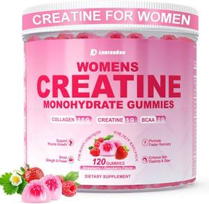 lot 7149 image: Creatine for Women, Creatine Monohydrate Gummies with Collagen, BCAA, L-Carnitine & Taurine, Strawberry Flavor, Energy Creatine Supplement for Muscle Strength, Energy Boost, Sugar Free, 120 Count BB 122027