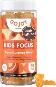 lot 7165 image: GOJOY NATURALS Kids Focus Gummies   Saffron, Magnesium Glycinate, L-Theanine & Inositol Supplement for Kids & Teens   Focus, Attention & Calm   Vegan, Sugar-Free, Non-GMO BB 22026