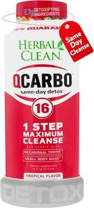 lot 7194 image: Herbal Clean Qcarbo16 Same-Day Detox Cleanse Drink (16 fl oz) - Tropical Flavor Full Body Cleanse Detox Drink for Moderate Toxin Level, Vitamin B2 and Vitamin B12 for Men & Women BB 122023