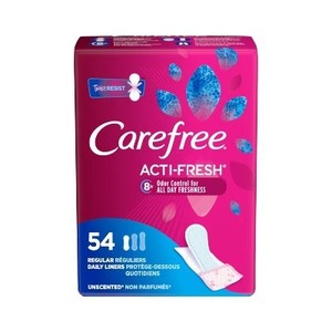 lot 7201 image: Lot of 4 Carefree Acti-Fresh Regular Pantiliners To Go - Unscented - 54ct each