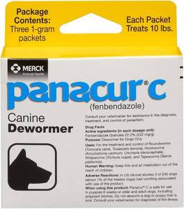 lot 7215 image: Panacur C Canine Dewormer (Fenbendazole), 1 Gram, Yellow, 3 Count (Pack of 1)