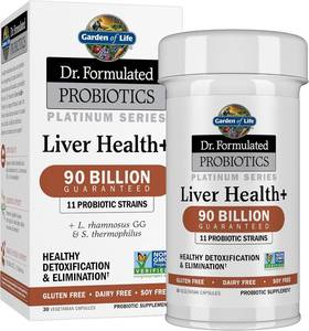 lot 7219 image: Garden of Life Dr. Formulated Probiotics Platinum Series Liver Health 90 Billion CFU Guaranteed, One a Day Probiotic for Healthy Detoxification & Elimination Support, Vegan, Gluten Free, 30 Capsules